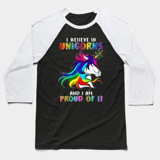 Believe In Unicorns Cute Baseball T-Shirt